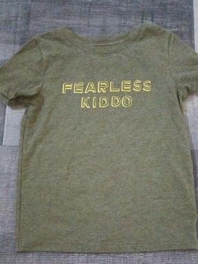 Cat & Jack Olive Green 'Fearless Kiddo' Short Sleeve Tee